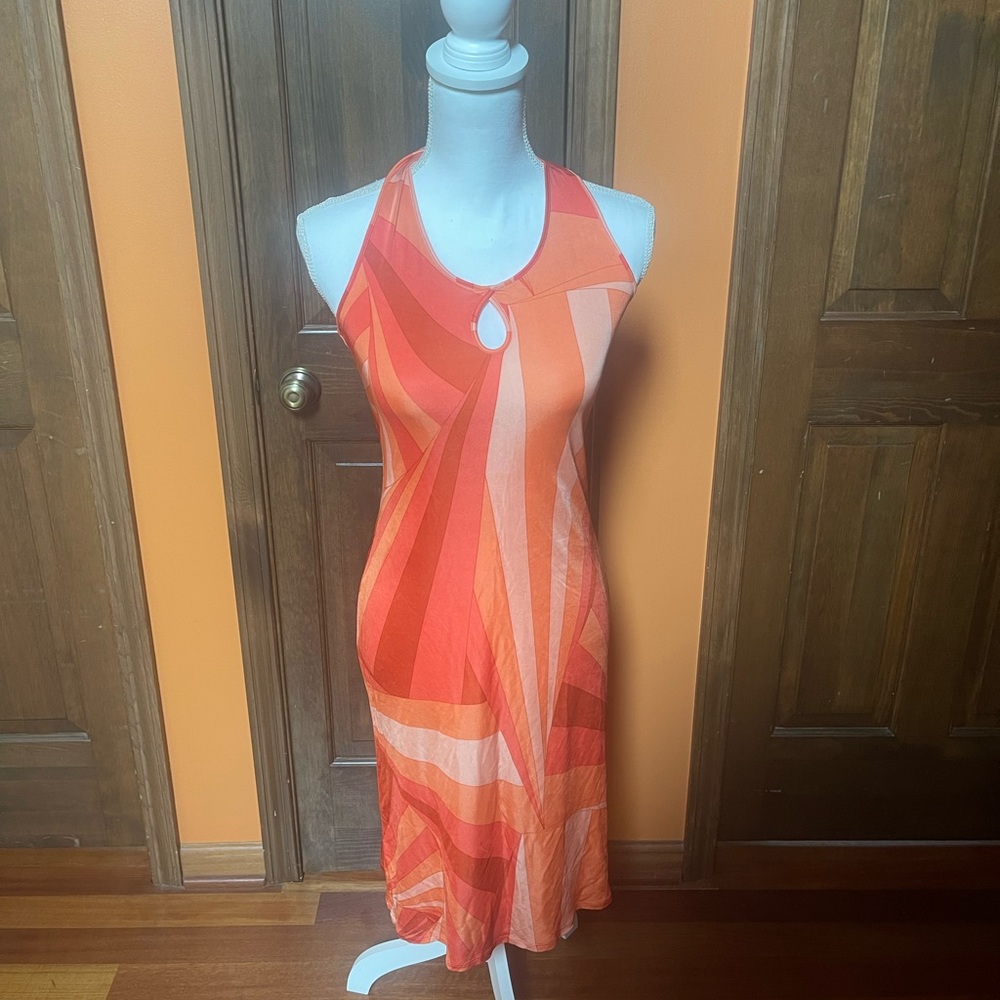 Versus vintage Vibrant Orange Halter Dress, new without the tags